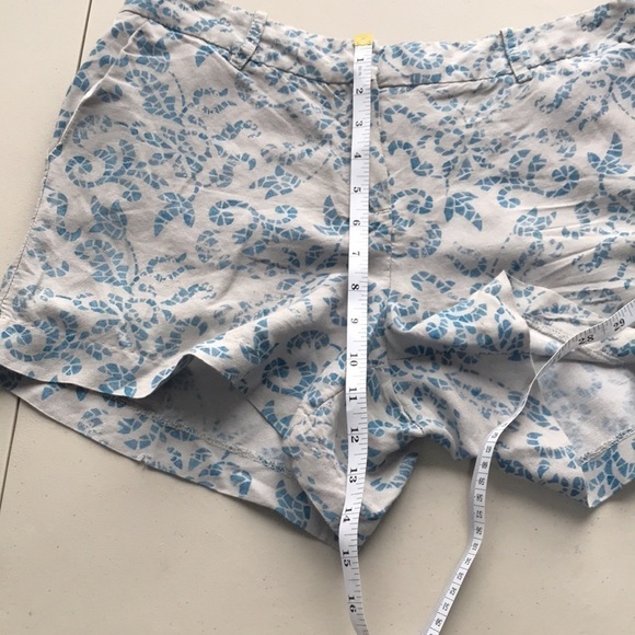 SANDRO linen blend high waist blue floral mosaic print shorts 10 - Picture 7 of 10